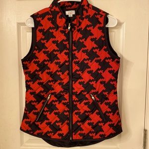 NWOT Stylish Red And Black Vest with Gold Zippers
